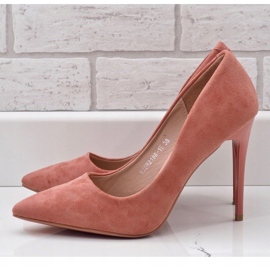 Chaussures classiques roses en daim écologique YJS82188 5