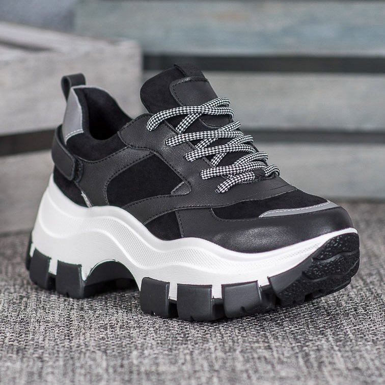 Weide Baskets noires sur la plateforme le noir 1