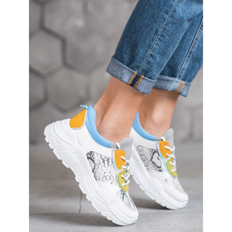 SHELOVET Baskets à la mode blanche multicolore 1