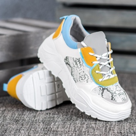 SHELOVET Baskets à la mode blanche multicolore 3