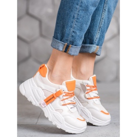 SHELOVET Baskets de sport à la mode beige orange 1