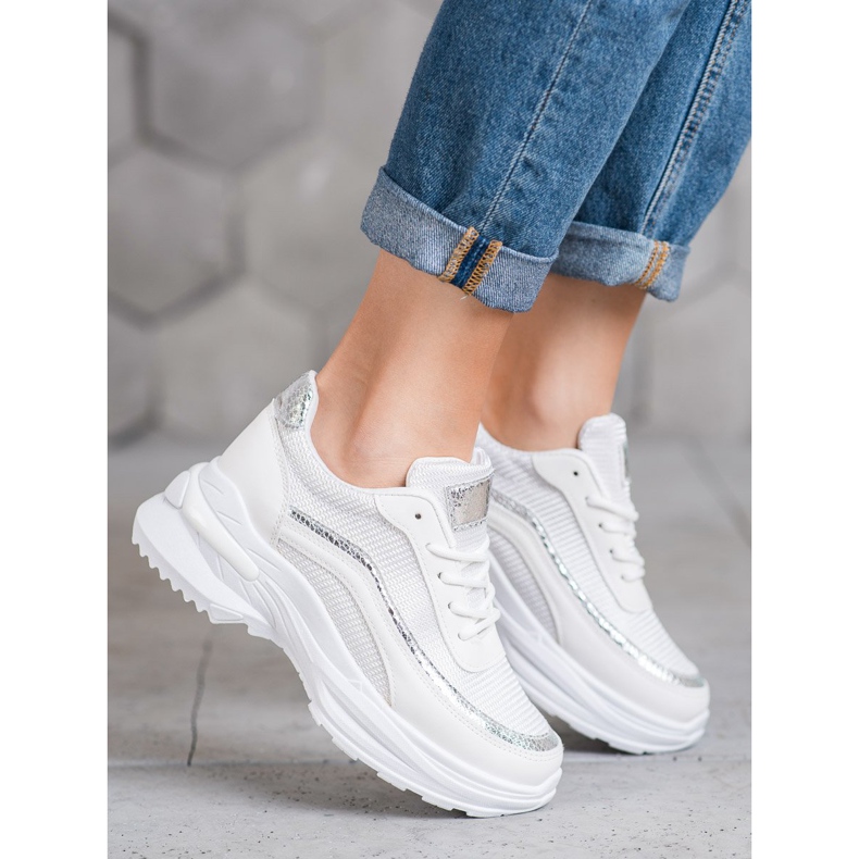 SHELOVET Chaussures de sport à la mode blanche jaune 2