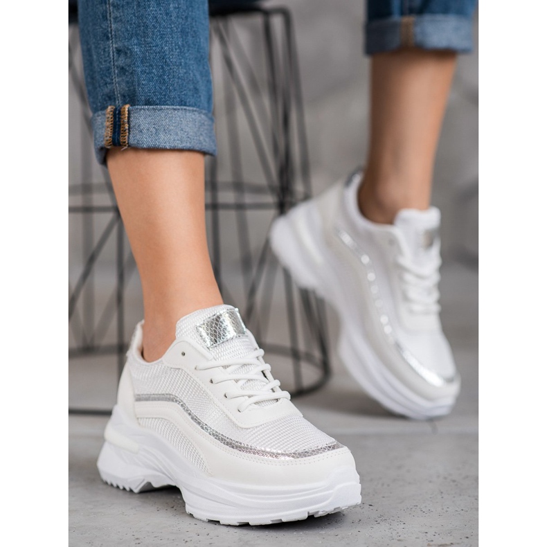 SHELOVET Chaussures de sport à la mode blanc jaune 1