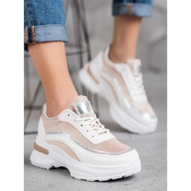 SHELOVET Chaussures de sport à la mode blanche brun 1