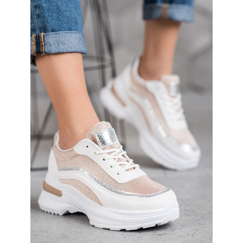 SHELOVET Chaussures de sport à la mode blanche brun 1