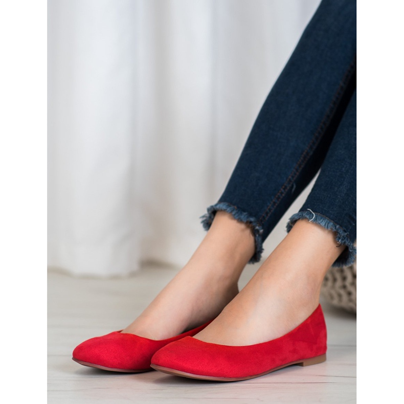 Best Shoes Ballerines en daim rouge 2