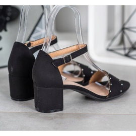 Filippo Sandales en daim avec perles le noir 2