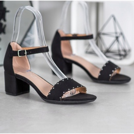 Filippo Sandales en daim avec perles le noir 3
