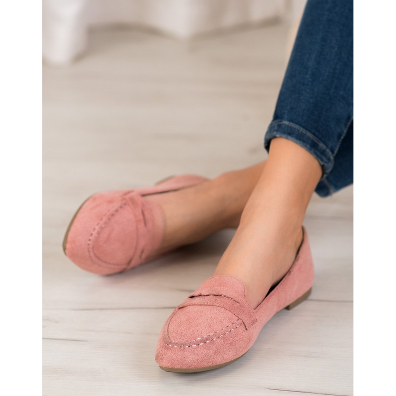 Best Shoes Mocassins En Daim En Spitz rose 2