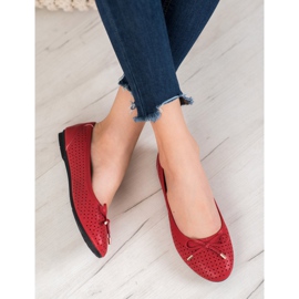 SHELOVET Ballerine Ajourée Avec Eco Cuir rouge 1 SHELOVET Ballerine Ajourée Avec Eco Cuir rouge 1