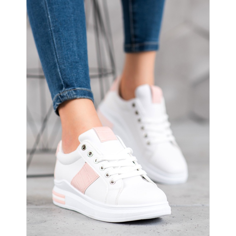 Weide Chaussures de sport avec empiècements roses blanc 2