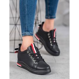 Weide Baskets à semelle compensée cachée le noir rouge 5