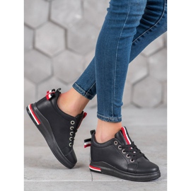 Weide Baskets à semelle compensée cachée le noir rouge 4