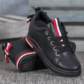 Weide Baskets à semelle compensée cachée le noir rouge 2
