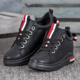 Weide Baskets à semelle compensée cachée le noir rouge 3