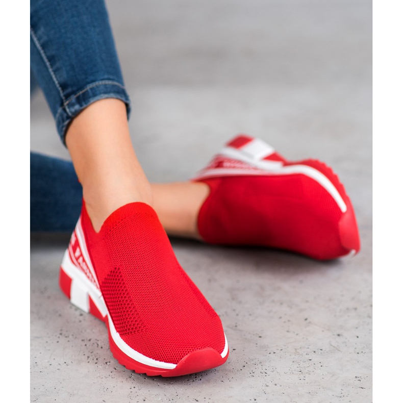 SHELOVET Ajouré Slipony Mode blanc rouge 1