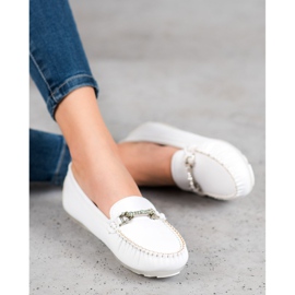 Fama Mocassins Avec Cubic Zirconia blanche 1