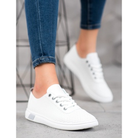 SHELOVET Baskets ajourées avec cuir écologique blanc gris 2