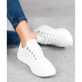 SHELOVET Baskets ajourées avec cuir écologique blanc gris 1