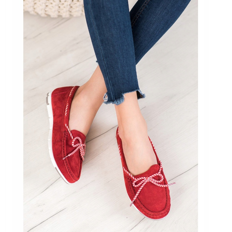 Filippo Mocassins En Cuir Avec Nœud Rayé rouge 1