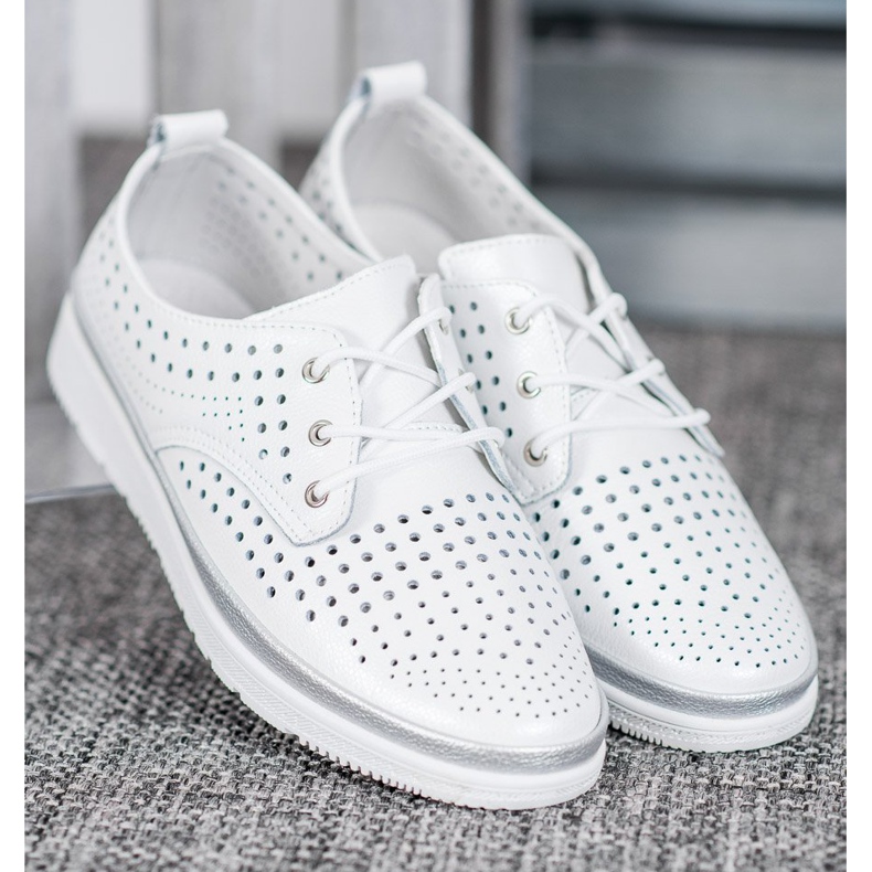 Filippo Bottines en cuir ajouré blanc gris 2