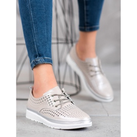 Filippo Bottines en cuir ajouré brun gris 2