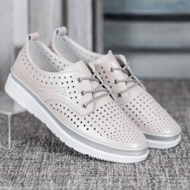 Filippo Bottines en cuir ajouré brun gris 1