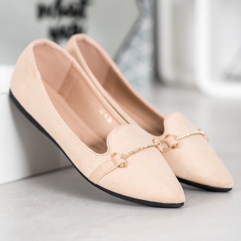 SHELOVET Ballerine En Spitz brun 1