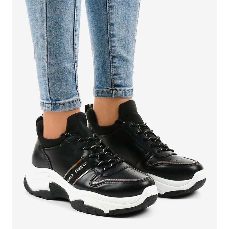 Baskets tendance en éco-cuir B0-189 noir 1