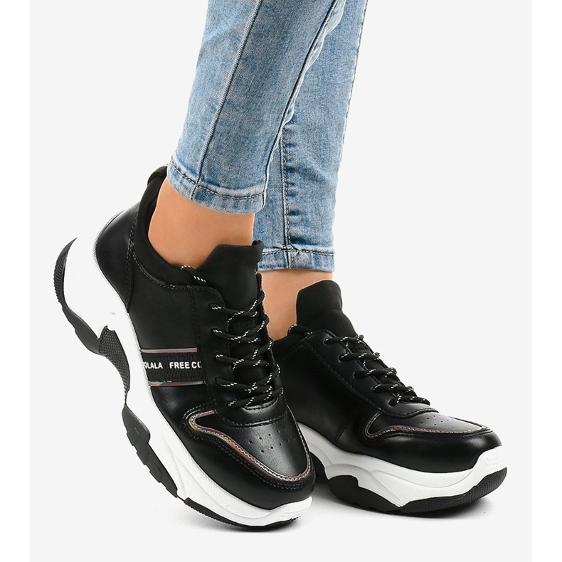 Baskets tendance en éco-cuir B0-189 noir 2
