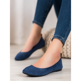 SHELOVET Ballerines ajourées bleu 3