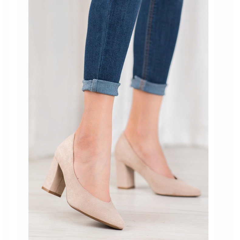 W. Potocki Escarpins à paillettes beige d'or 2