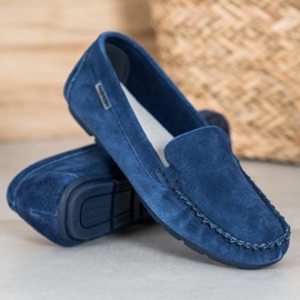 Vinceza Mocassins en cuir classiques bleu 4