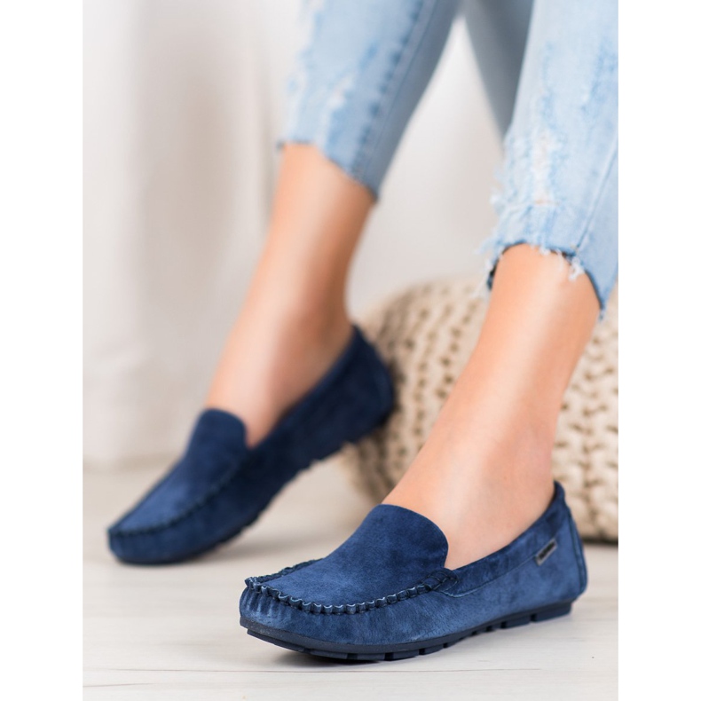 Vinceza Mocassins en cuir classiques bleu 2