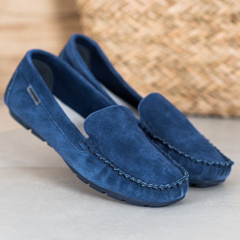 Vinceza Mocassins en cuir classiques bleu 1