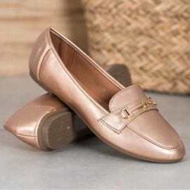 Clowse Chaussures élégantes en cuir écologique doré 1