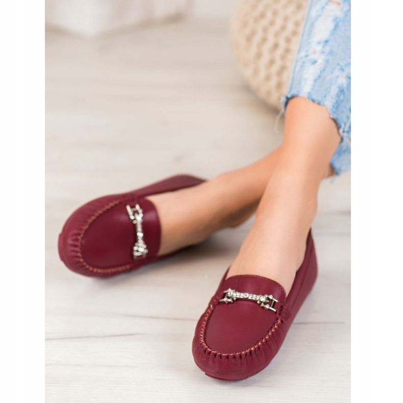 Fama Mocassins Avec Cubic Zirconia rouge 1