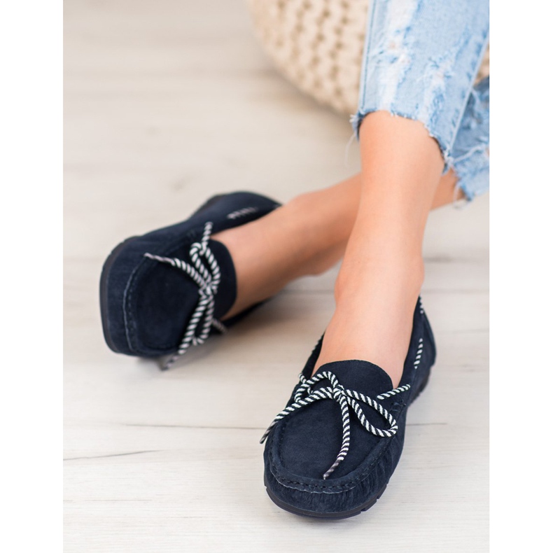 Filippo Mocassins En Cuir Avec Nœud Rayé bleu 2