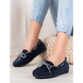 Filippo Mocassins En Cuir Avec Nœud Rayé bleu 1