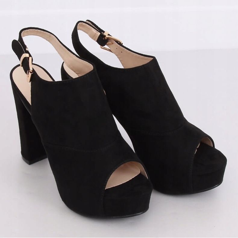 Noir YL-0100 Sandales à plateforme noires 1