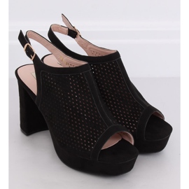 Sandales à talons ajourées noires 9R82 Noir le noir 1
