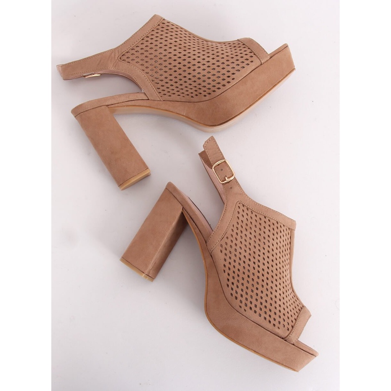 Sandales à talons ajourés 9R82 Beige kaki 2