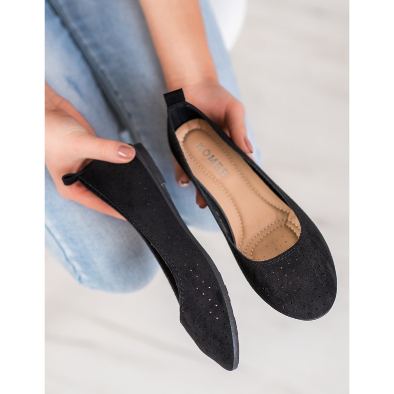 SHELOVET Ballerines ajourées le noir 2