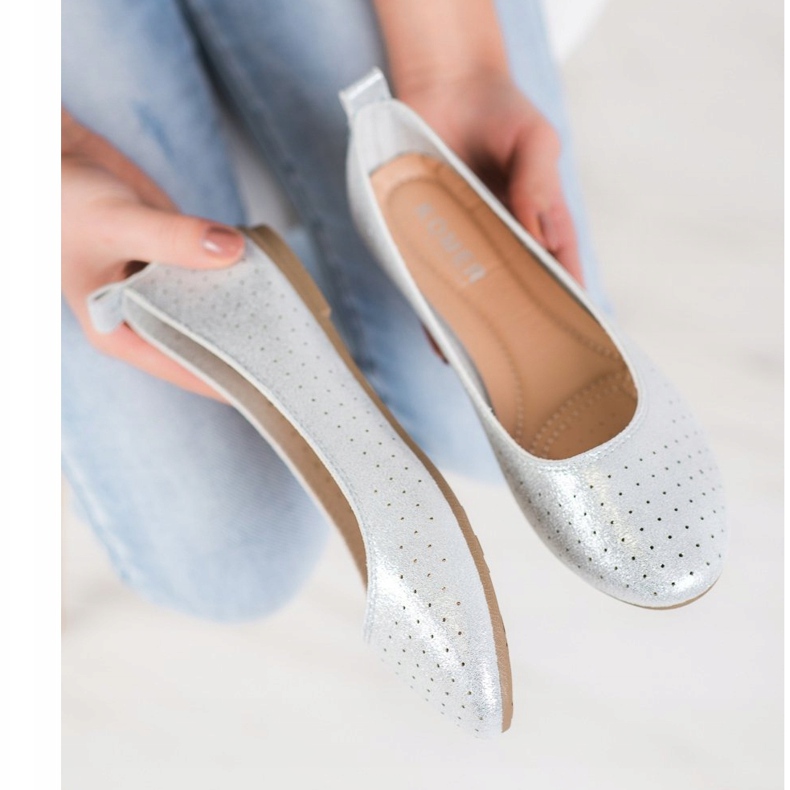 SHELOVET Ballerines ajourées argent 1