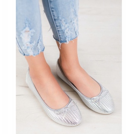SHELOVET Ballerines Argent Tressées 1