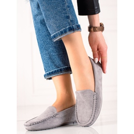 Evento Mocassins confortables en daim gris 1