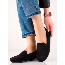 Evento Mocassins confortables en daim le noir 1