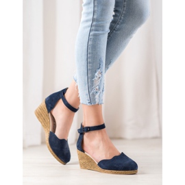 Filippo Chaussures compensées en cuir bleu marine bleu 1