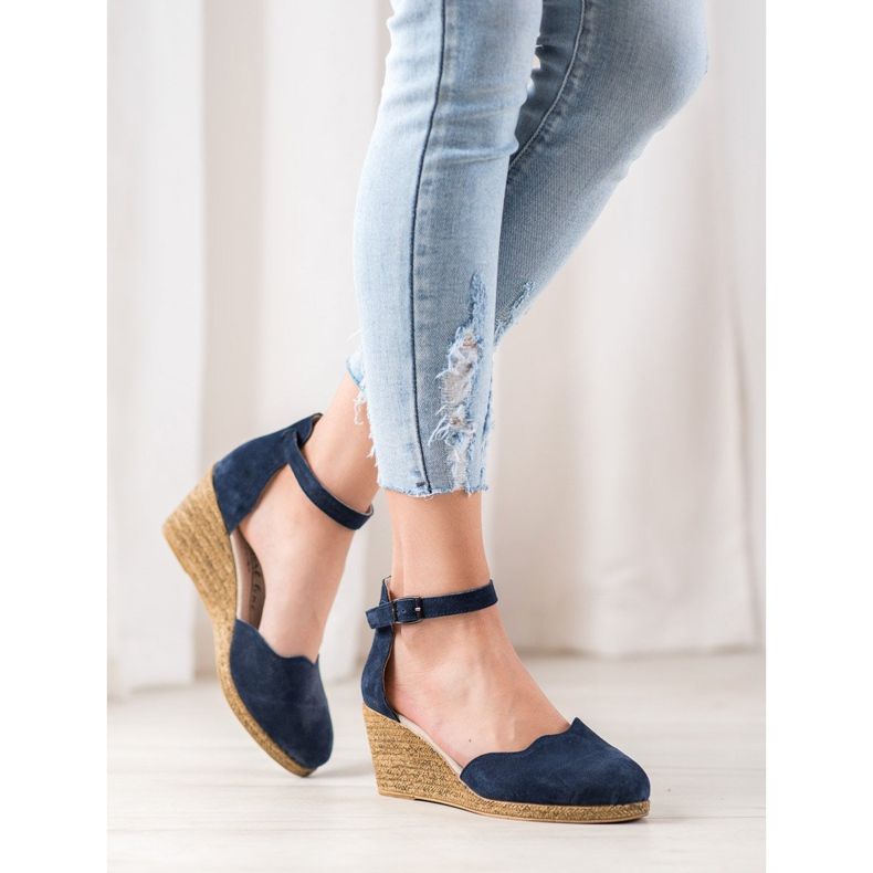 Filippo Chaussures compensées en cuir bleu marin bleu 1