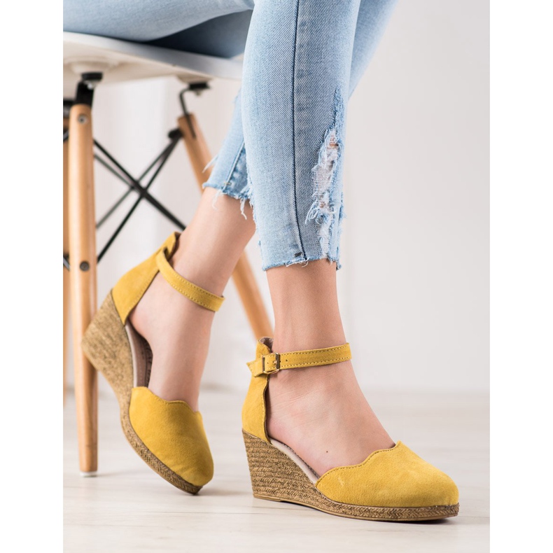 Filippo Chaussures compensées en cuir jaune 1